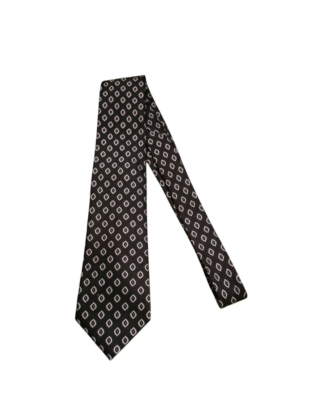 Joseph A. Bank Silk Tie Black Geometric Design Executive Collection Mens Necktie